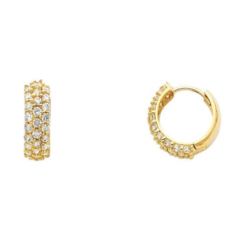14K Yellow Gold 5mm Cubic Zirconia Hoop Earrings