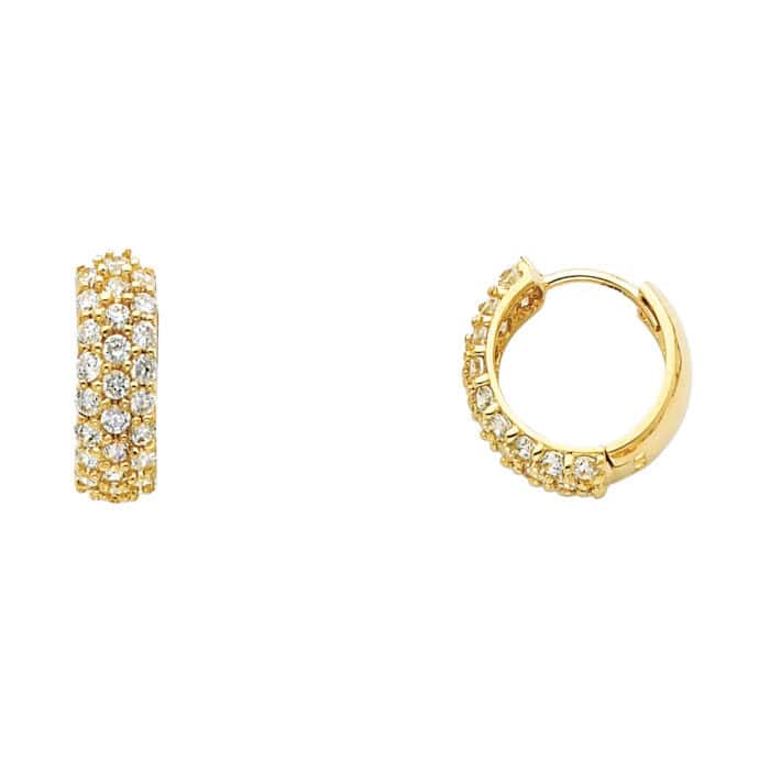 14K Yellow Gold 5mm Cubic Zirconia Hoop Earrings