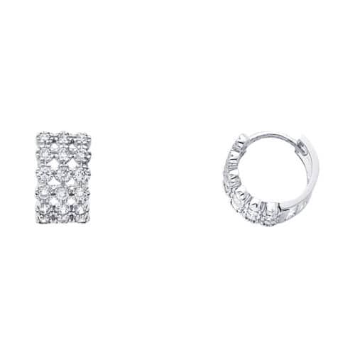 14K White Gold 7mm Cubic Zirconia Huggies Earrings