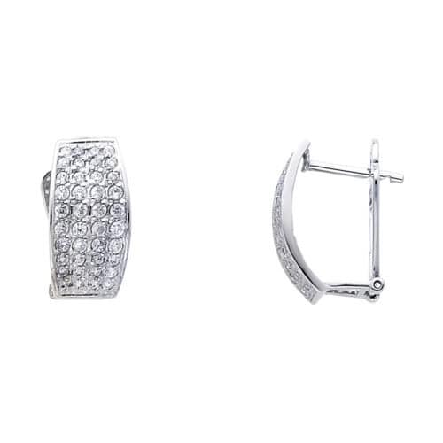14K White Gold 10mm Cubic Zirconia Huggies Earrings