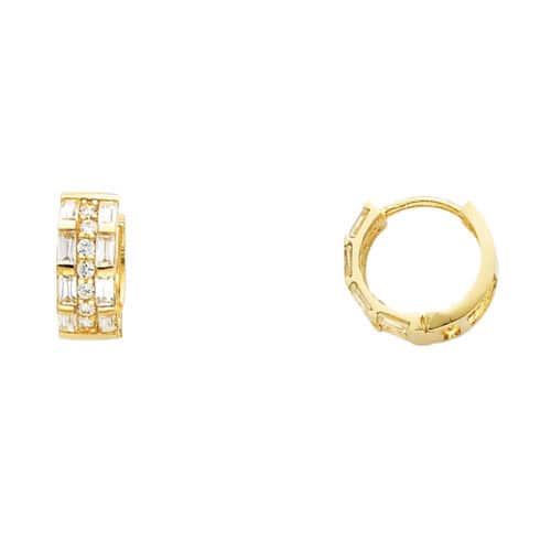 14K Yellow Gold 6mm Cubic Zirconia Huggies Earrings