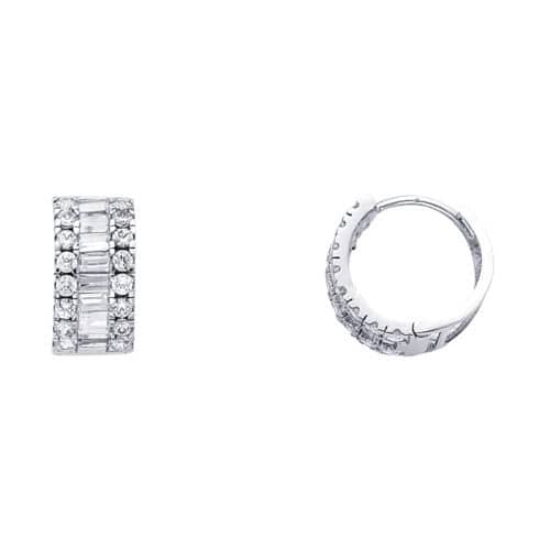 14K White Gold 7mm Cubic Zirconia Huggies Earrings