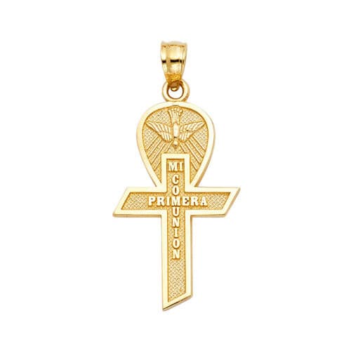 14K Yellow Gold Cross Religious Pendant