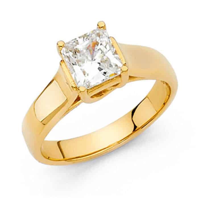 14K Yellow Gold Cubic Zirconia Engagement Ring