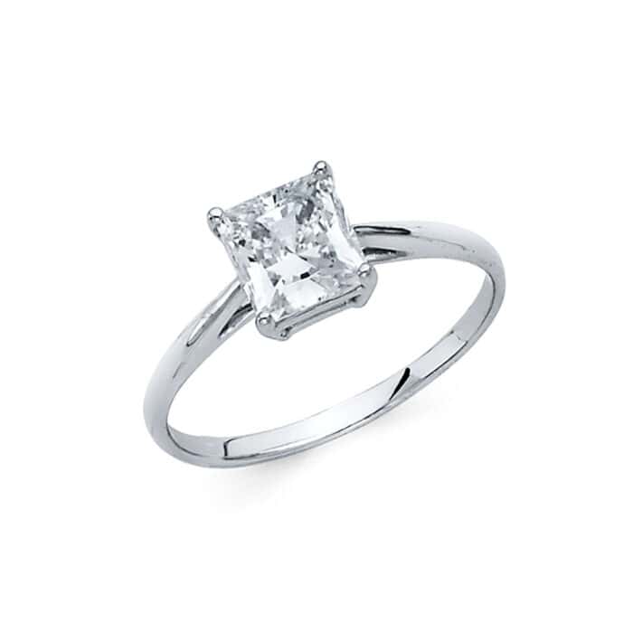 14K White Gold Cubic Zirconia Engagement Ring
