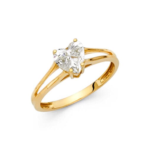 14K Yellow Gold Cubic Zirconia Engagement Ring