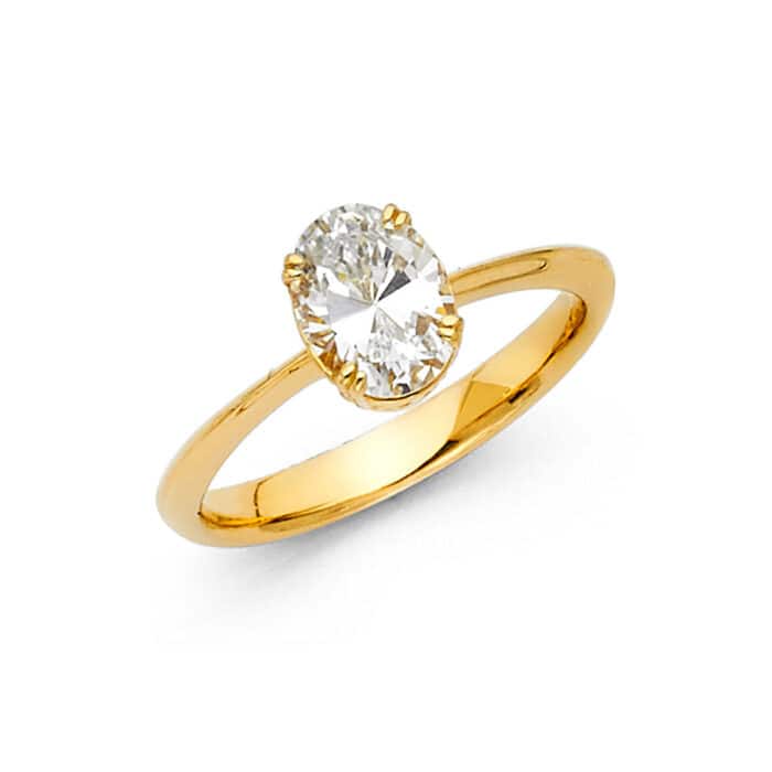 14K Yellow Gold Cubic Zirconia Engagement Ring