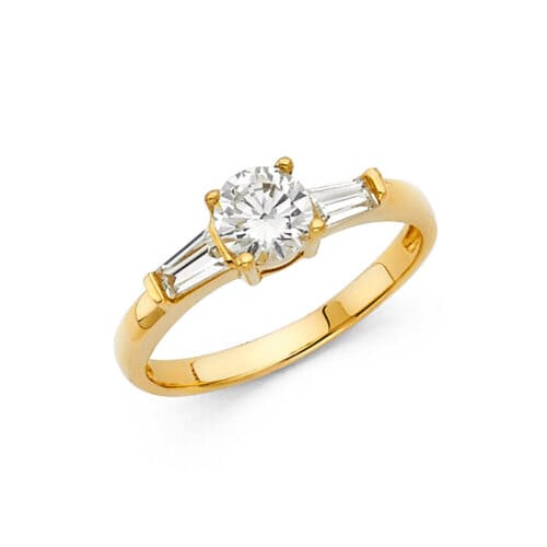 14K Yellow Gold Cubic Zirconia Engagement Ring