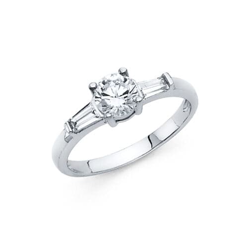14K White Gold Cubic Zirconia Engagement Ring