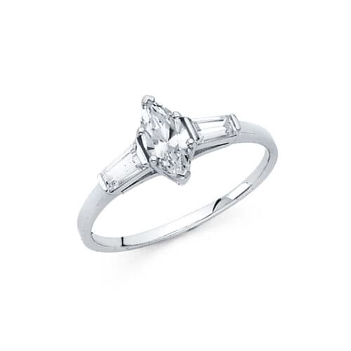 14K White Gold Cubic Zirconia Engagement Ring
