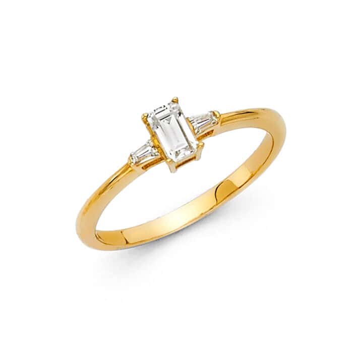 14K Yellow Gold Cubic Zirconia Engagement Ring