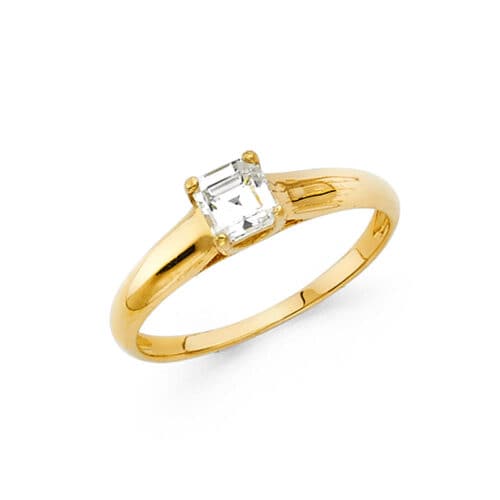 14K Yellow Gold Cubic Zirconia Engagement Ring