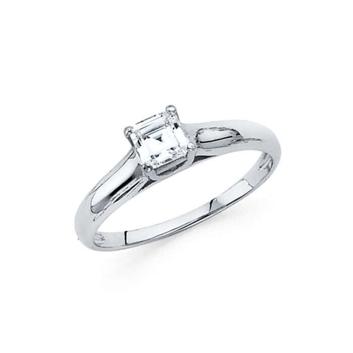 14K White Gold Cubic Zirconia Engagement Ring