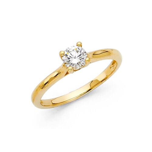 14K Yellow Gold Cubic Zirconia Engagement Ring