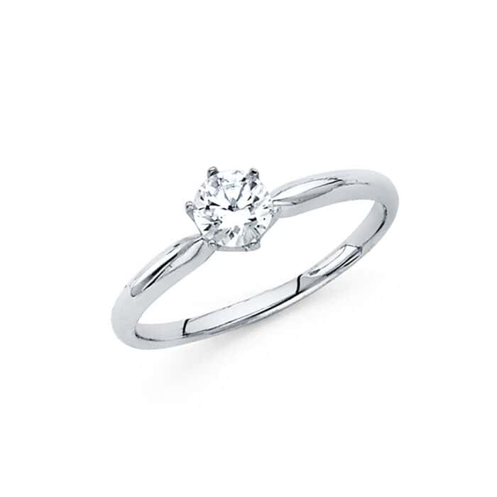 14K White Gold Cubic Zirconia Engagement Ring