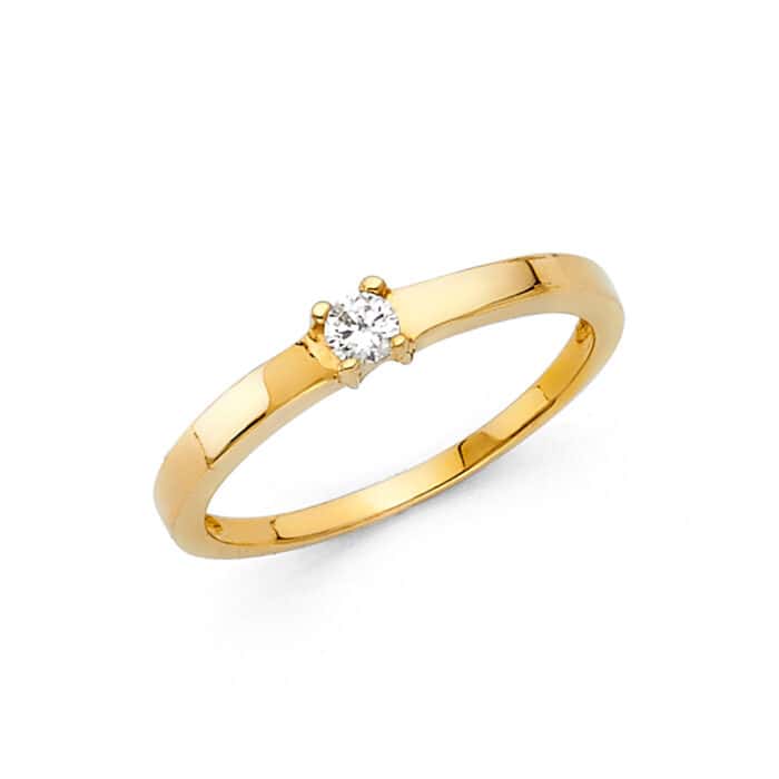 14K Yellow Gold Cubic Zirconia Engagement Ring