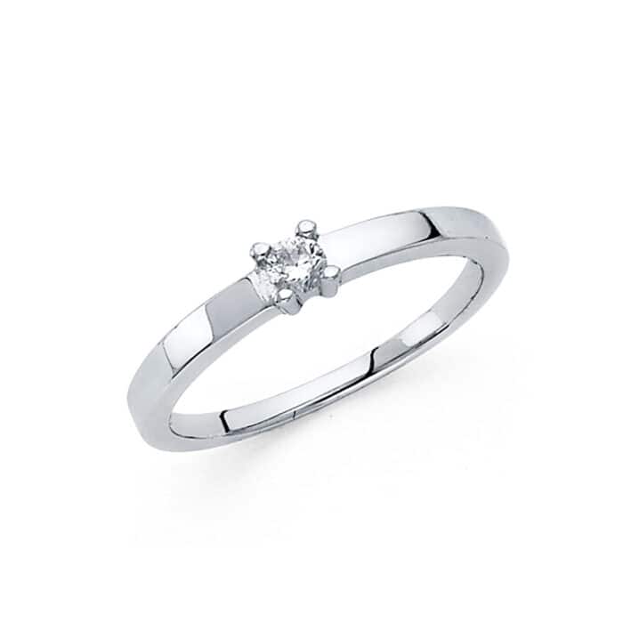 14K White Gold Cubic Zirconia Engagement Ring