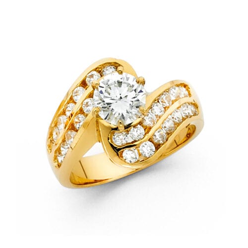 14K Yellow Gold Cubic Zirconia Engagement Ring