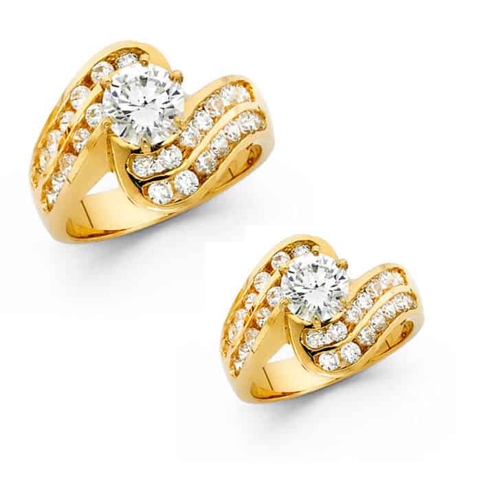 14K Yellow Gold Cubic Zirconia Engagement Ring - Image 3