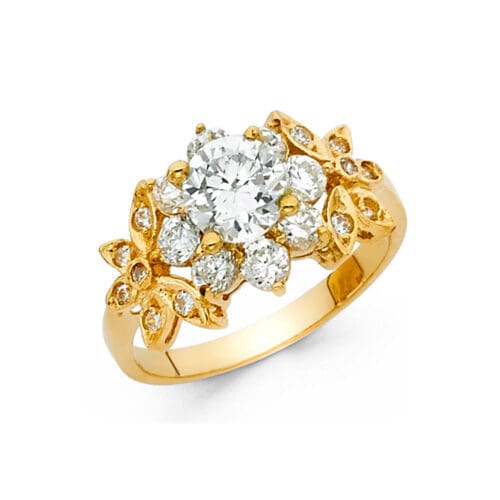 14K Yellow Gold Cubic Zirconia Engagement Ring