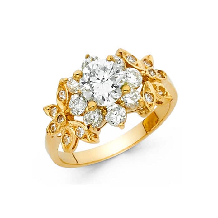 14K Yellow Gold Cubic Zirconia Engagement Ring