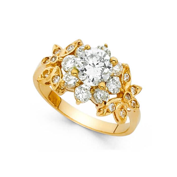 14K Yellow Gold Cubic Zirconia Engagement Ring - Image 2