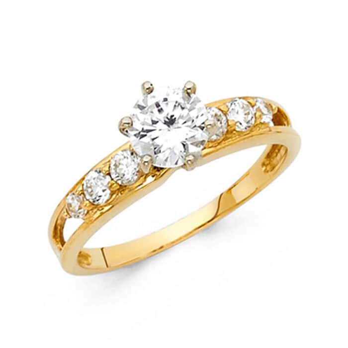 14K Yellow Gold Cubic Zirconia Engagement Ring