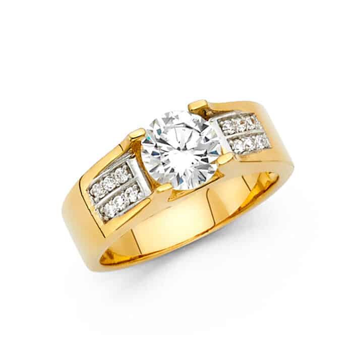 14K Yellow Gold Cubic Zirconia Engagement Ring
