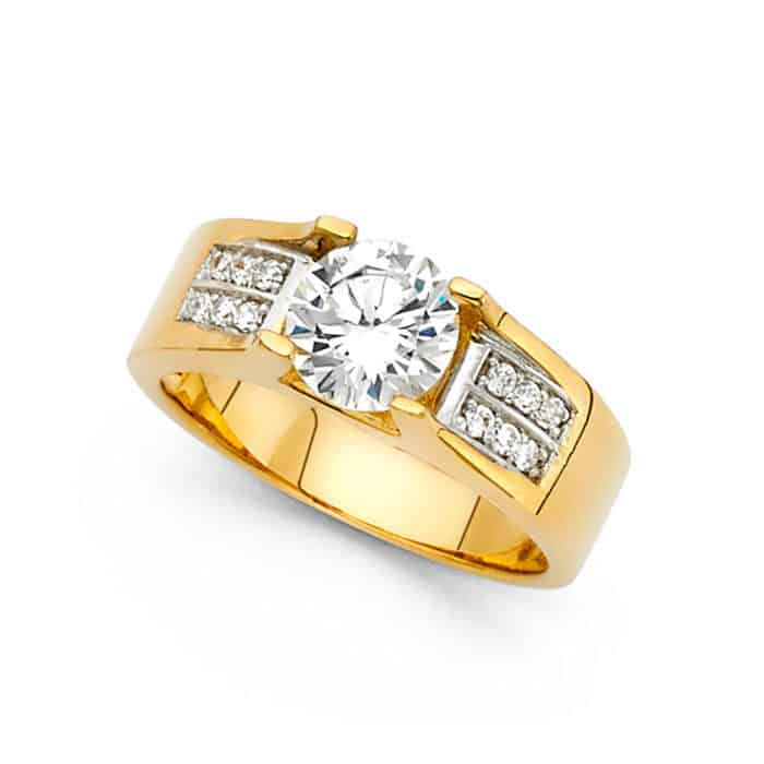14K Yellow Gold Cubic Zirconia Engagement Ring - Image 2