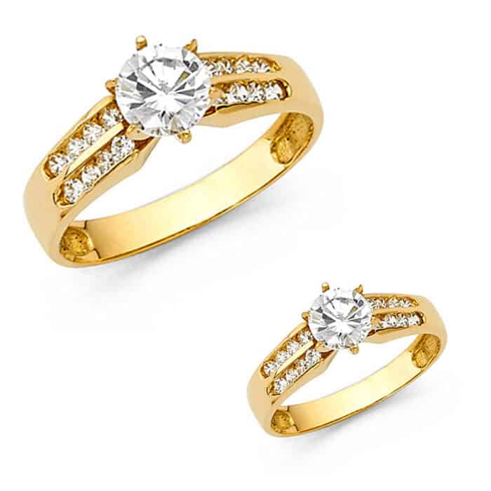 14K Yellow Gold Cubic Zirconia Engagement Ring - Image 2