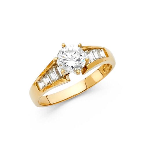 14K Yellow Gold Cubic Zirconia Engagement Ring