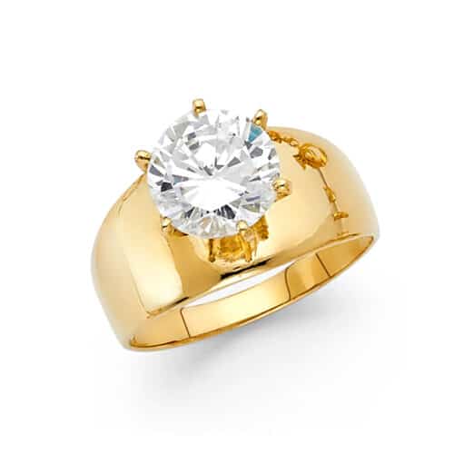 14K Yellow Gold Cubic Zirconia Engagement Ring