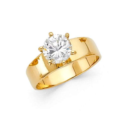14K Yellow Gold Cubic Zirconia Engagement Ring
