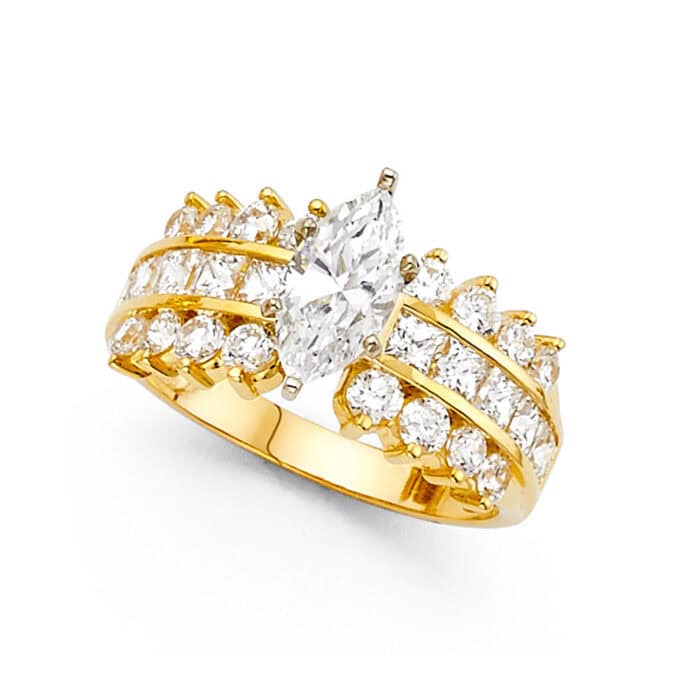 14K Yellow Gold Cubic Zirconia Engagement Ring - Image 2