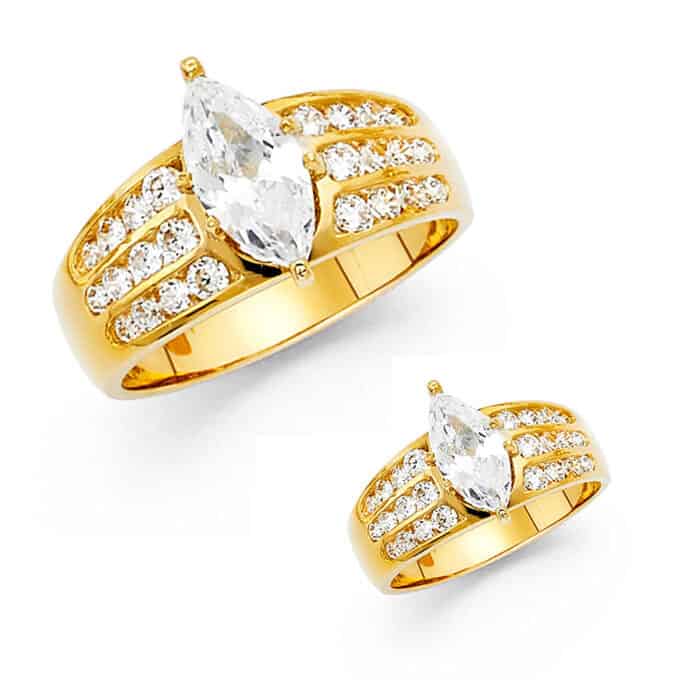 14K Yellow Gold Cubic Zirconia Engagement Ring - Image 3
