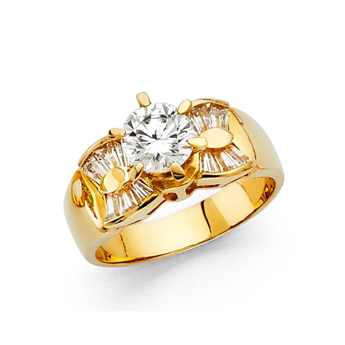 14K Yellow Gold Cubic Zirconia Engagement Ring