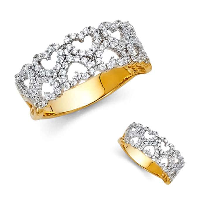 14K Yellow Gold Cubic Zirconia Fancy Ring - Image 3