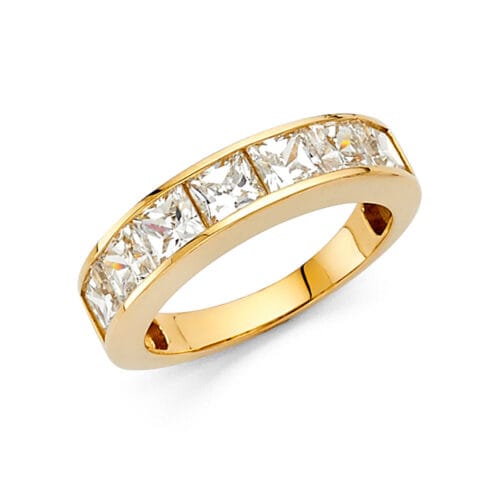 14K Yellow Gold Cubic Zirconia Ladies Wedding Band