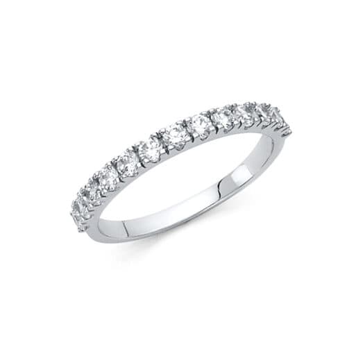 14K White Gold Cubic Zirconia Ladies Wedding Band