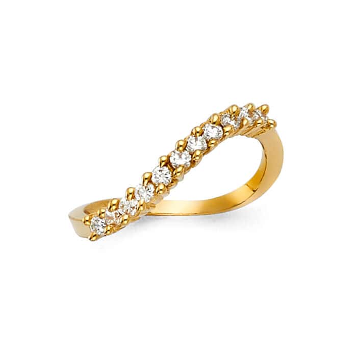 14K Yellow Gold Cubic Zirconia Ladies Wedding Band