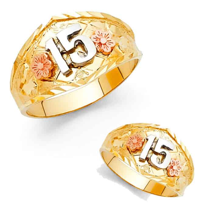 14K Tri Color Gold 15 Years Ring - Image 3