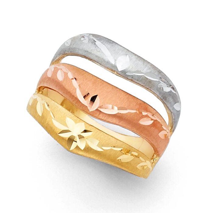 14K Tri Color Gold Semanario Ring