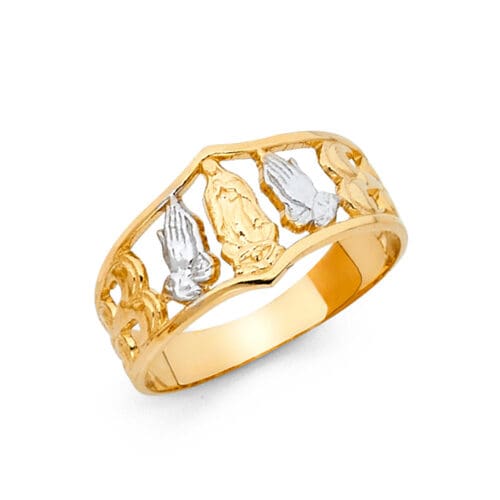 14K Two Tone Gold Religious Ring