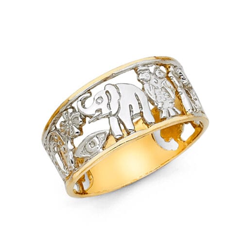14K Two Tone Gold Lucky Ring
