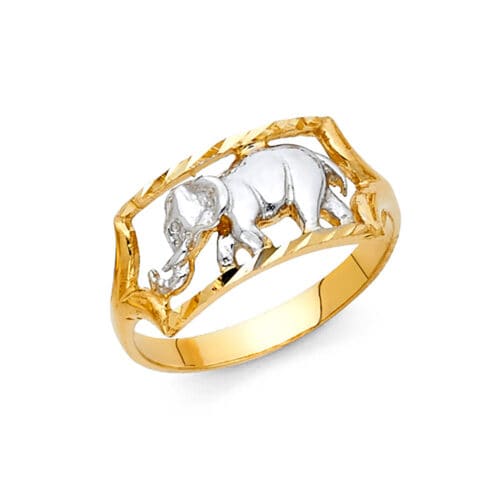 14K Two Tone Gold Lucky Ring