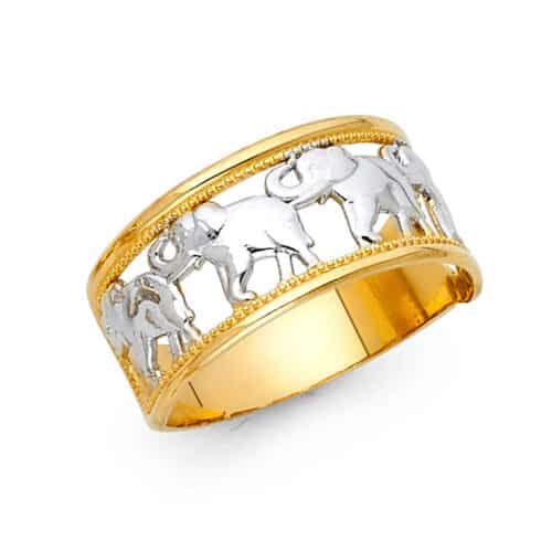14K Two Tone Gold Lucky Ring