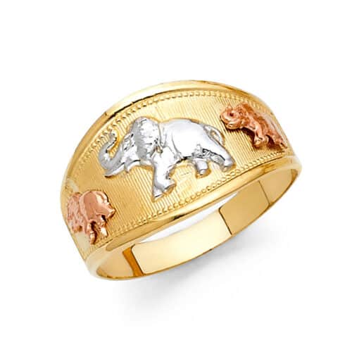 14K Tri Color Gold Lucky Ring