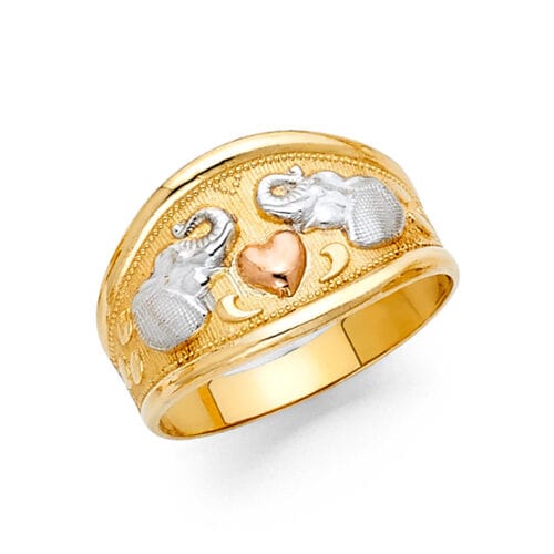 14K Tri Color Gold Lucky Ring