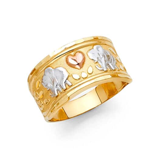 14K Tri Color Gold Lucky Ring