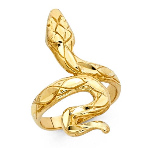 14K Yellow Gold Fancy Snake Ring